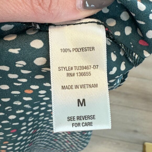 West Kei Polka Dot Tie-Front Blouse β Teal Multi, Size M πβ¨ - Picture 14 of 15